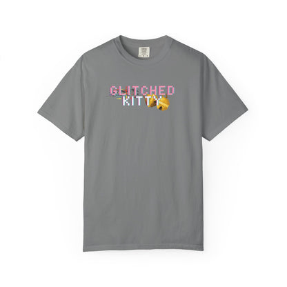 8 bit cat shirt with blocky sprite style feline motif
