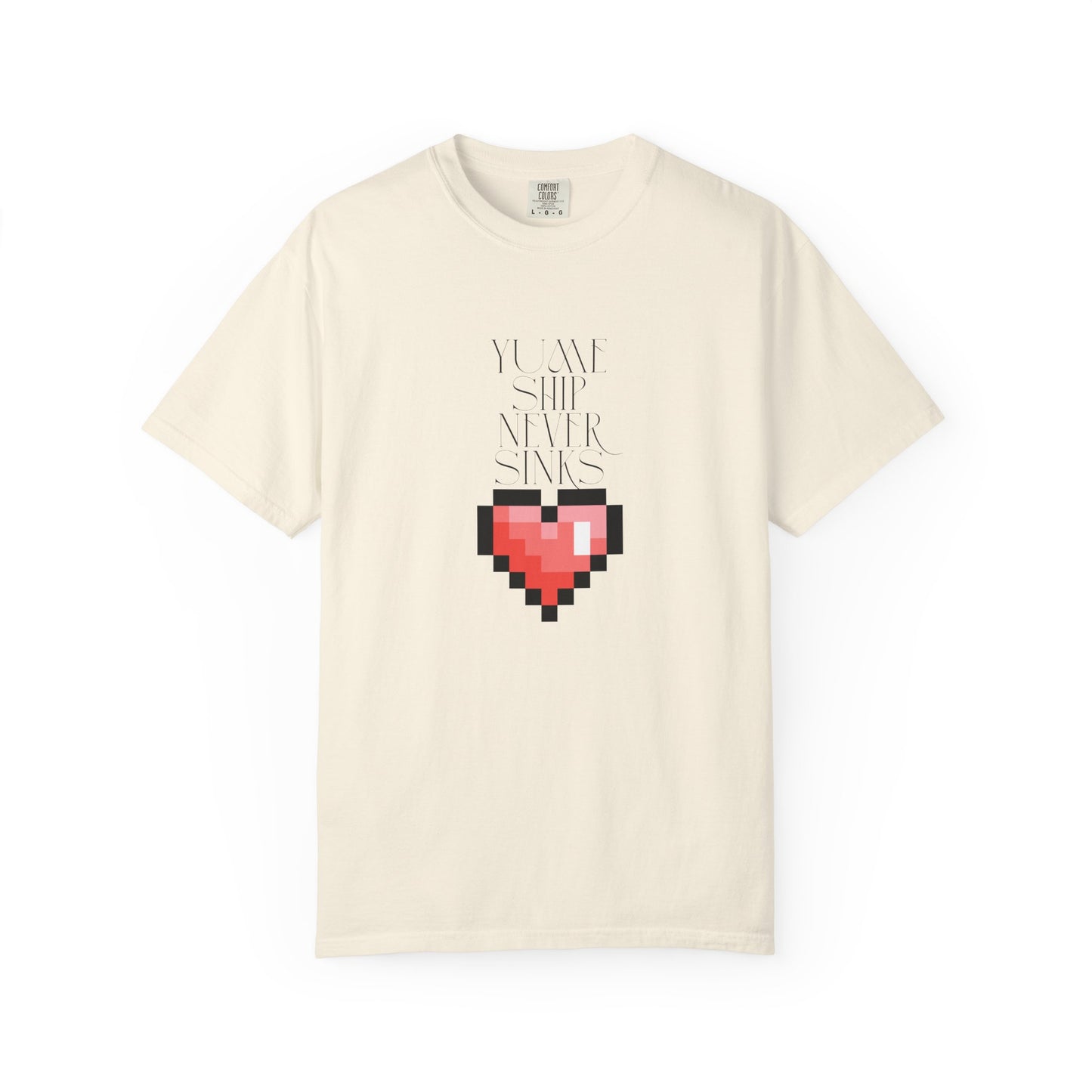 8 bit heart shirt front view comfort colors garment dyed cotton
