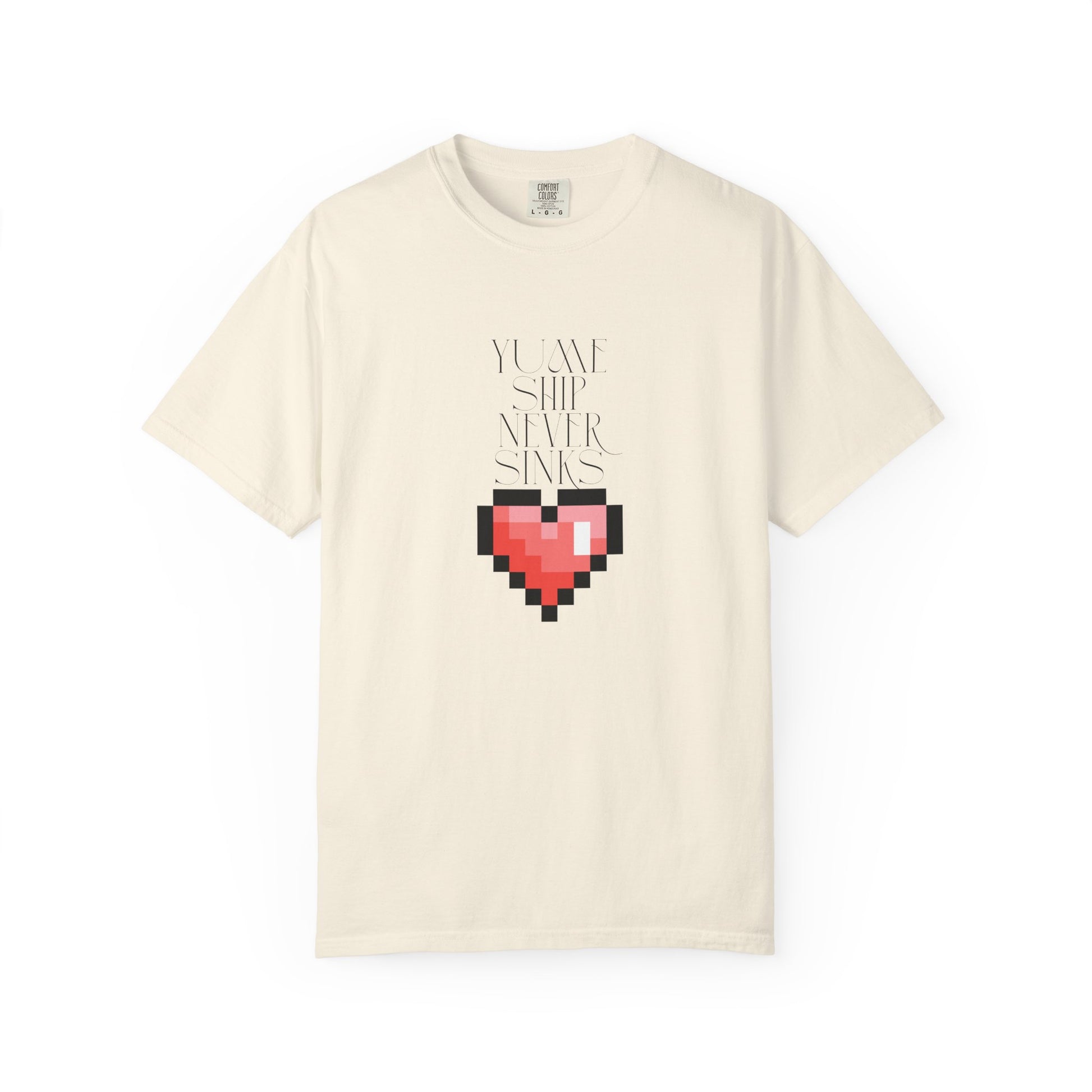 8 bit heart shirt front view comfort colors garment dyed cotton
