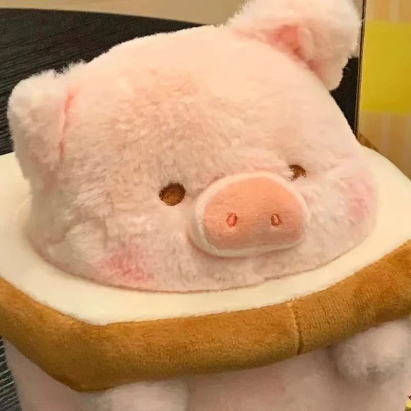 The Piggy Cute Toast Plush  Kawaii Bread-Collared Soft Stuffed Piglet Handmade Plush