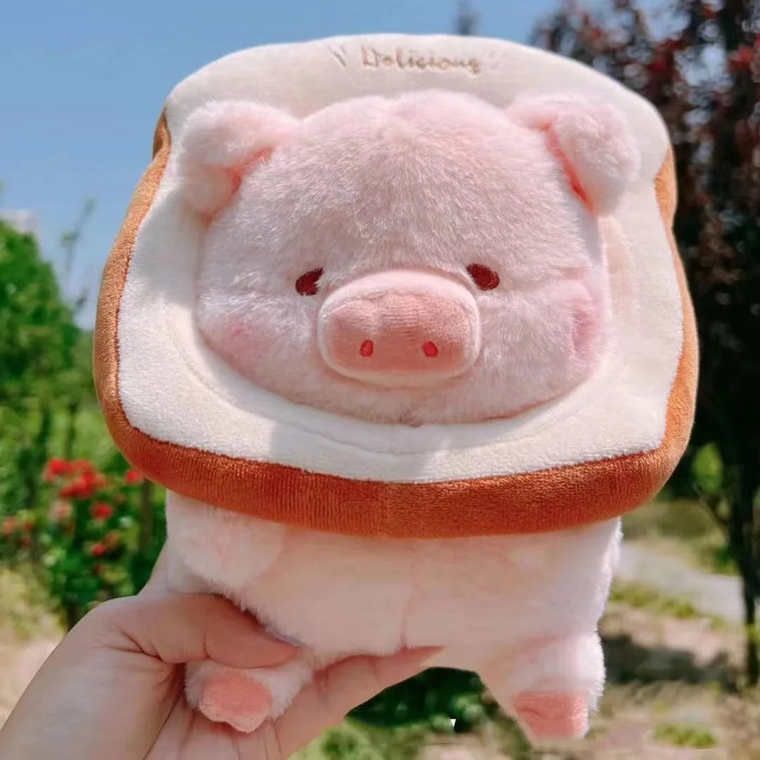 The Piggy Cute Toast Plush  Kawaii Bread-Collared Soft Stuffed Piglet Handmade Plush