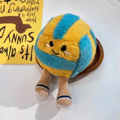 Happy Beach Volleyball Mini Plushie Charm — Cute Volleyball Plush Bag Charm & Key Ring | Sports Bag Decor