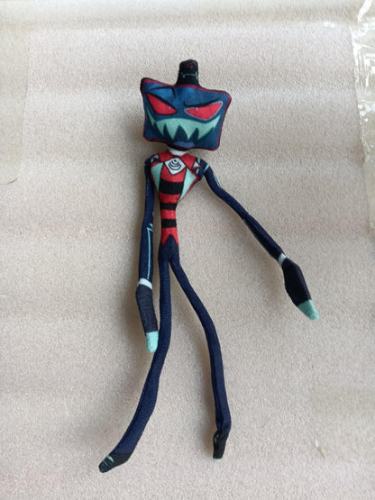 A_long-limbed_slender_skeleton-style_plush_toy_of_Vox_from_Hazbin_Hotel_posed_standing_in_front_of_a_blurred_outdoor_background_with_a_small_flowering_plant.supplier_update