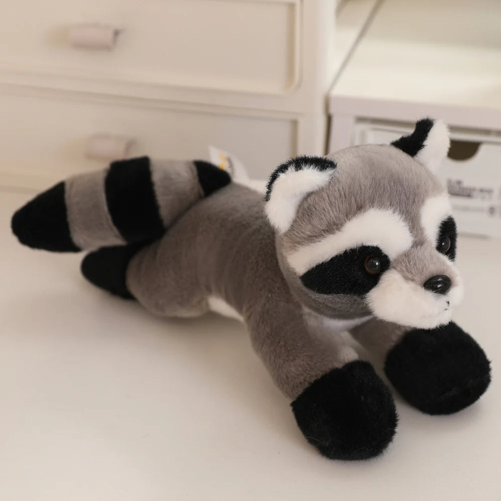 Adorable fox plush toy 30cm fluffy tail realistic lying animal plushie