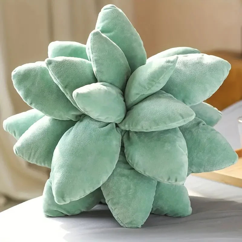 Aesthetic room decor featuring a succulent-shaped plush cushion