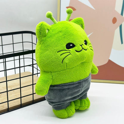Alien cat meme toy cotton fill plush close up texture