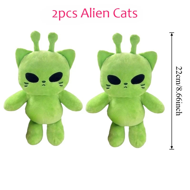 Alien cat plush being held to show 8.6 inch height
