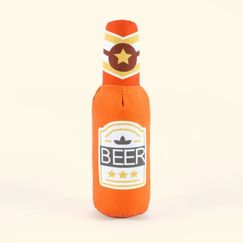 All four kawaii beverage plushies cola orange beer bottle lineup