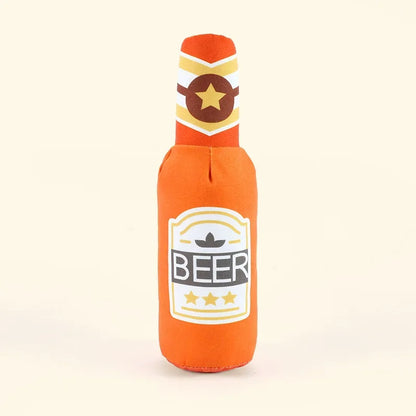 All four kawaii beverage plushies cola orange beer bottle lineup
