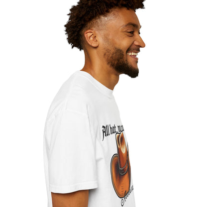 All hat unisex tees on male model leaning against a fence post
