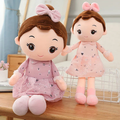 All three angel doll colour variants sky blue mauve purple blush pink side by side