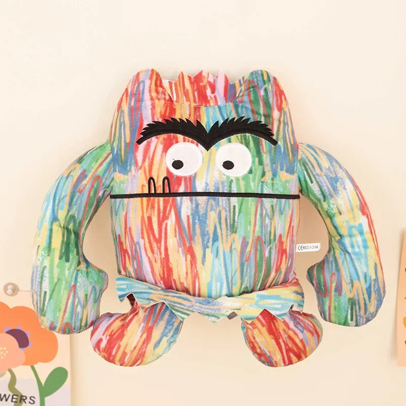 All three sizes of emotion monster plush lined up: 15cm 25cm and 35cm