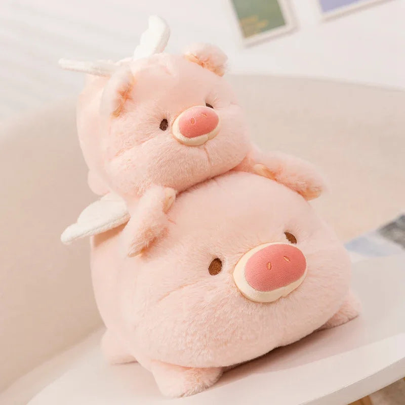 Angel pig toy soft stuffed animal with celestial wings and dreamy expression