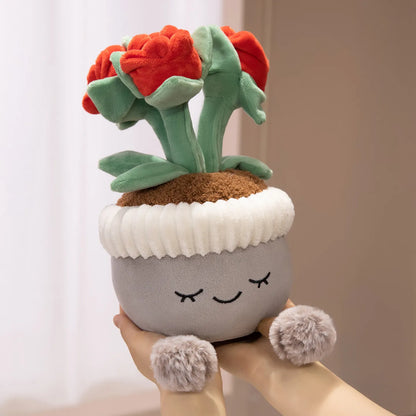 Anime aesthetic room decor kawaii smiling potted plant plushies gaming setup desk
