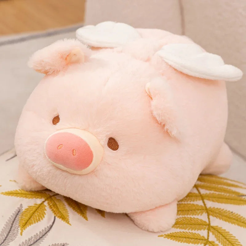 Anime pig plushie pastel pink angel sleeping kawaii handmade soft toy