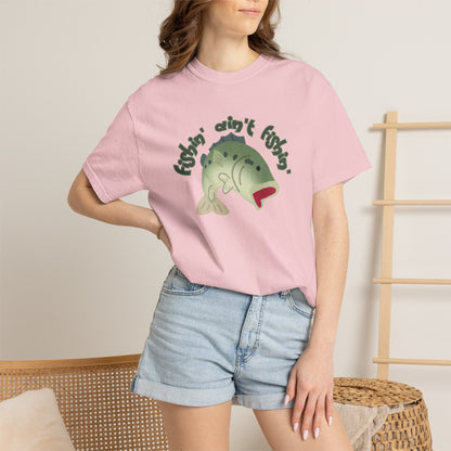 Aprasi bass fishing humor tee sized S through 3XL on display