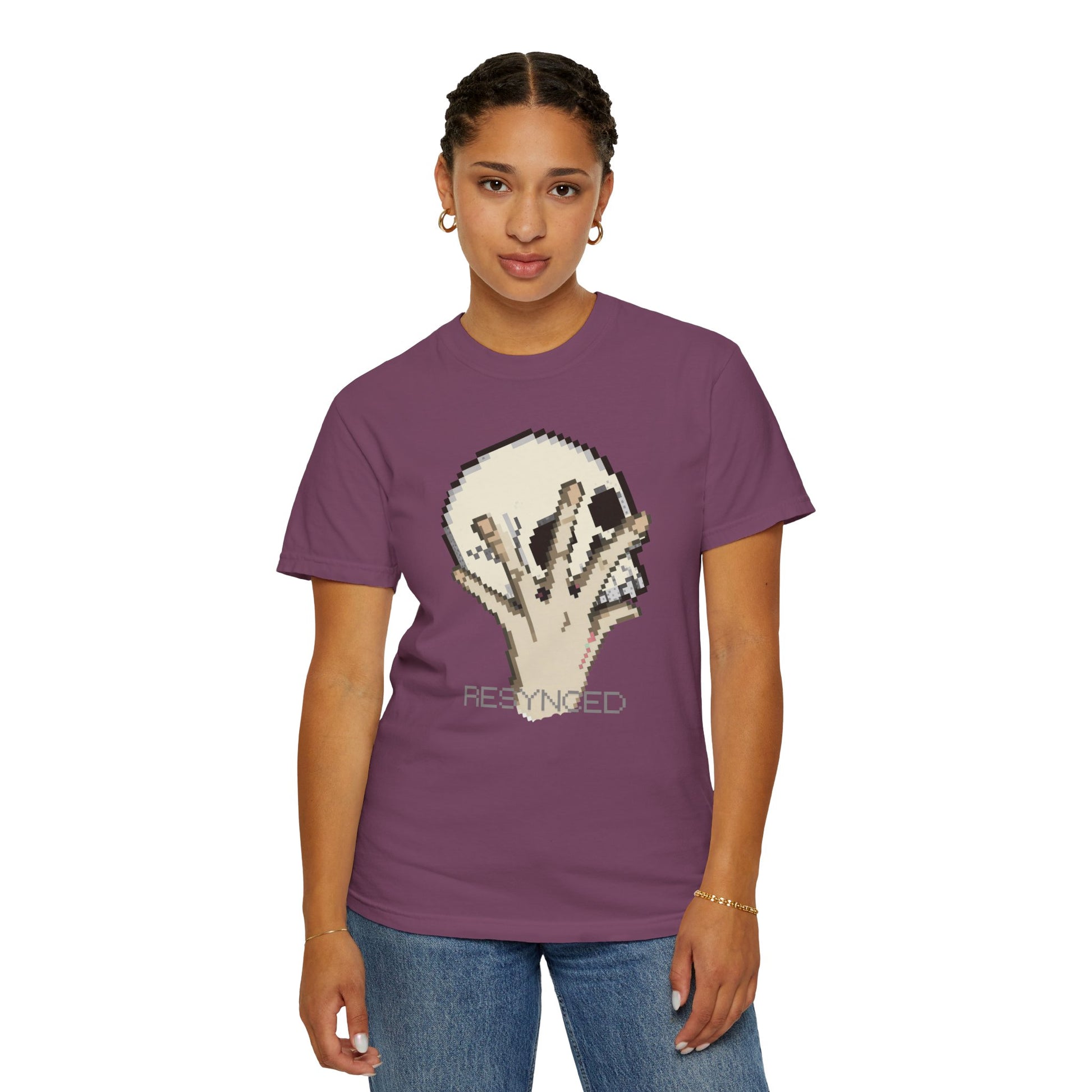 Aprasi pixel hand graphic tee worn model front facing streetwear

