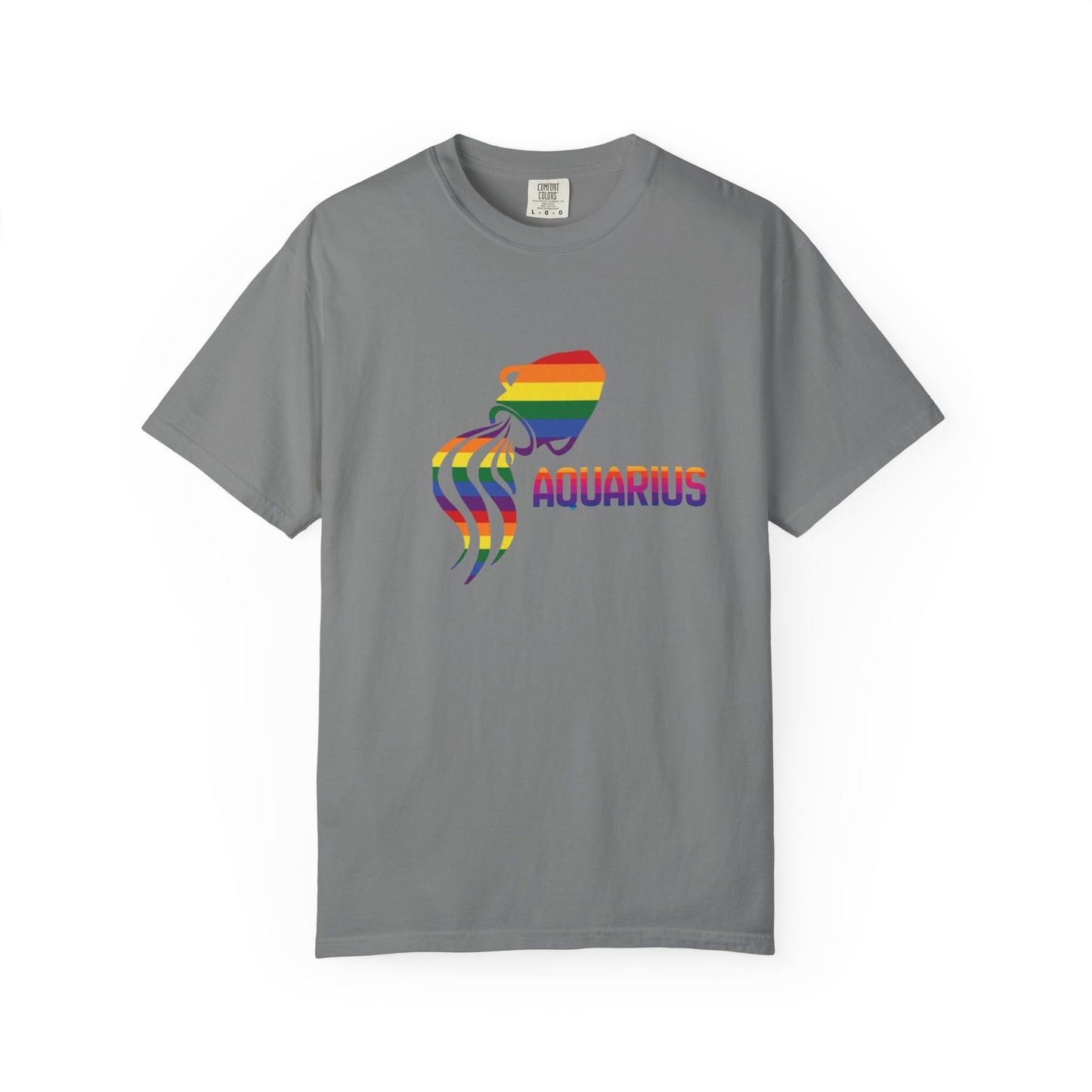 Aquarius motif tee with vibrant wave design