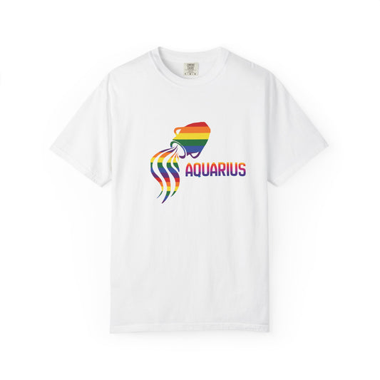 Aquarius zodiac graphic tee in garment-dyed cotton
