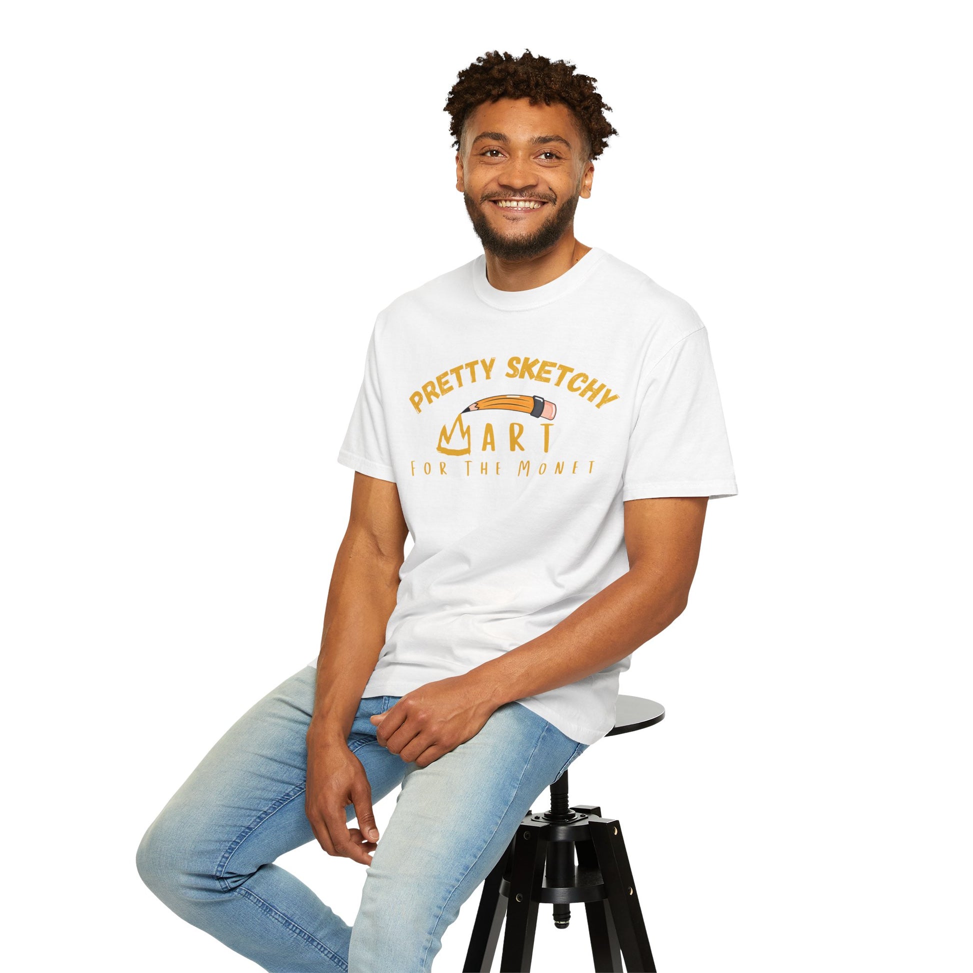 Art lover gift tee front view showing full Pretty Sketchy Art For The Monet print