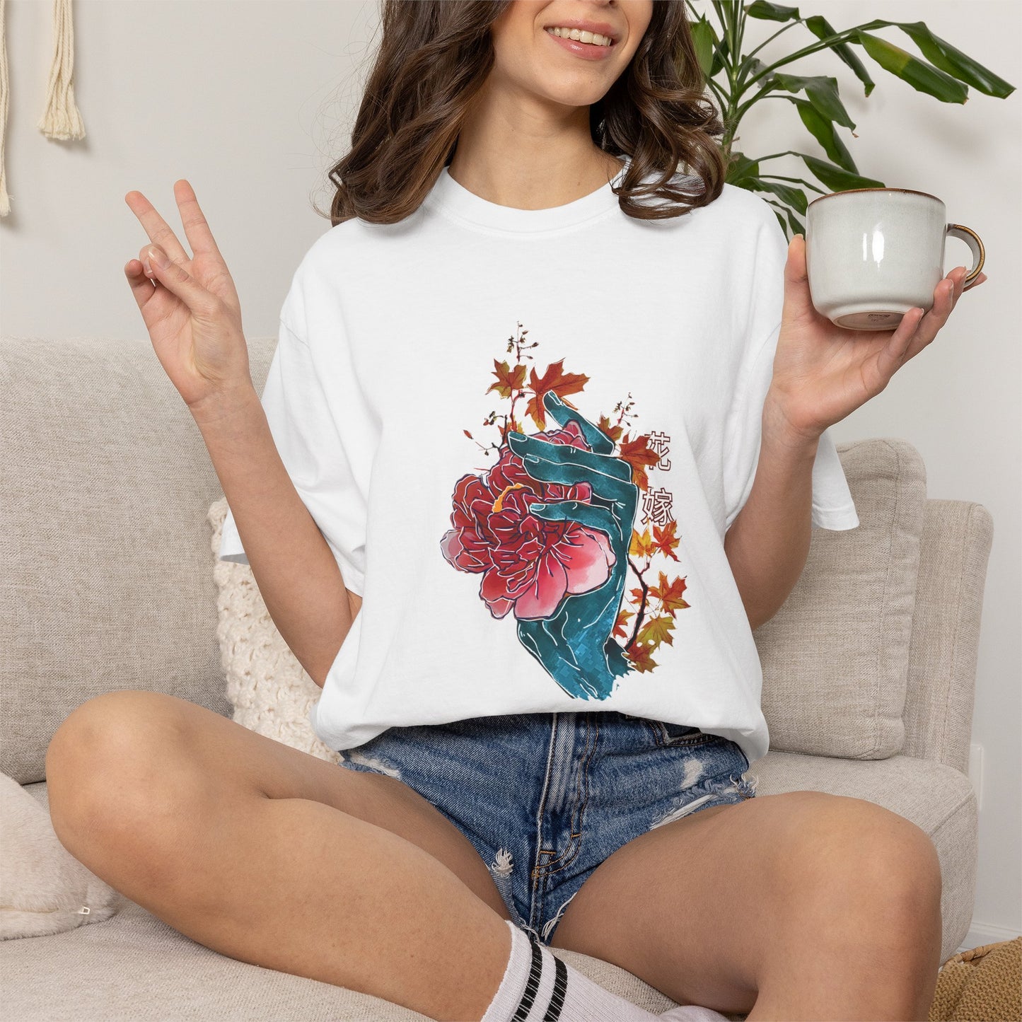 Artful botanical illustration printed on a high-quality, durable 6.1 oz cotton tee.