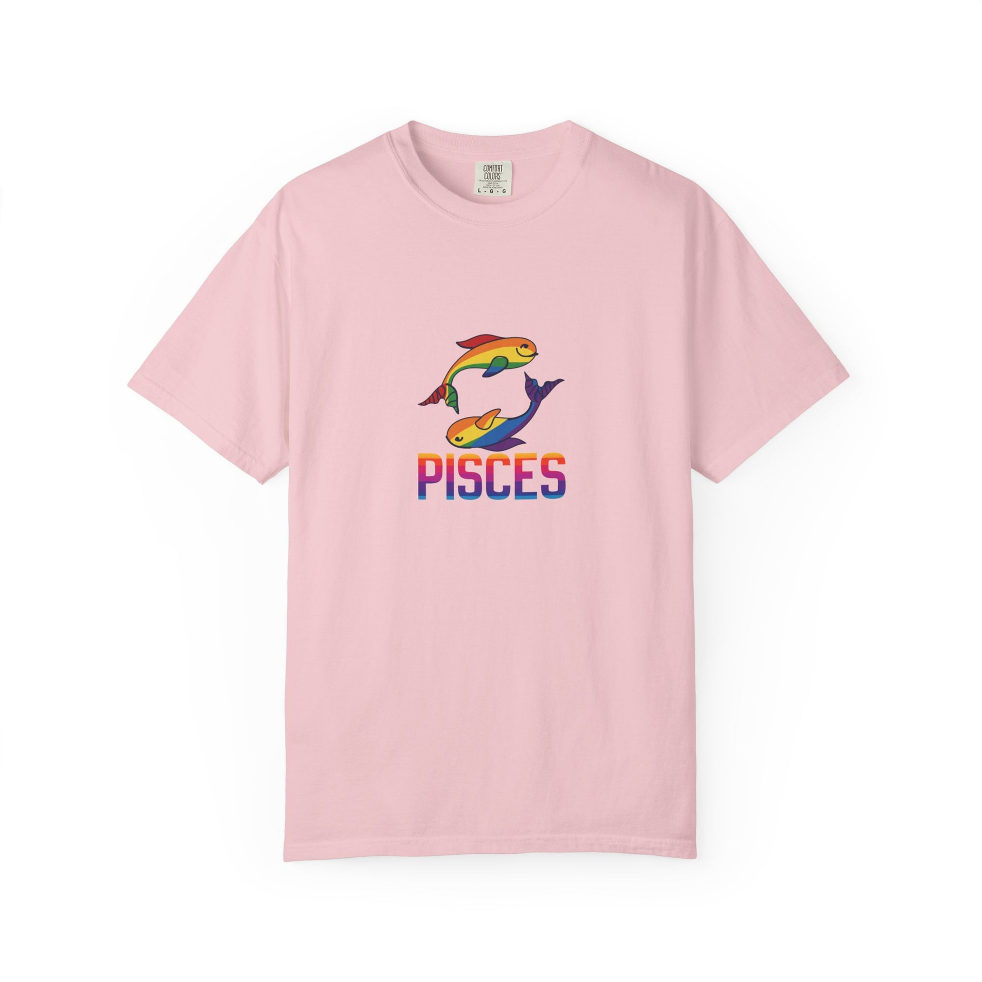 Artistic Pisces zodiac graphic print on a high-quality cotton t-shirt.