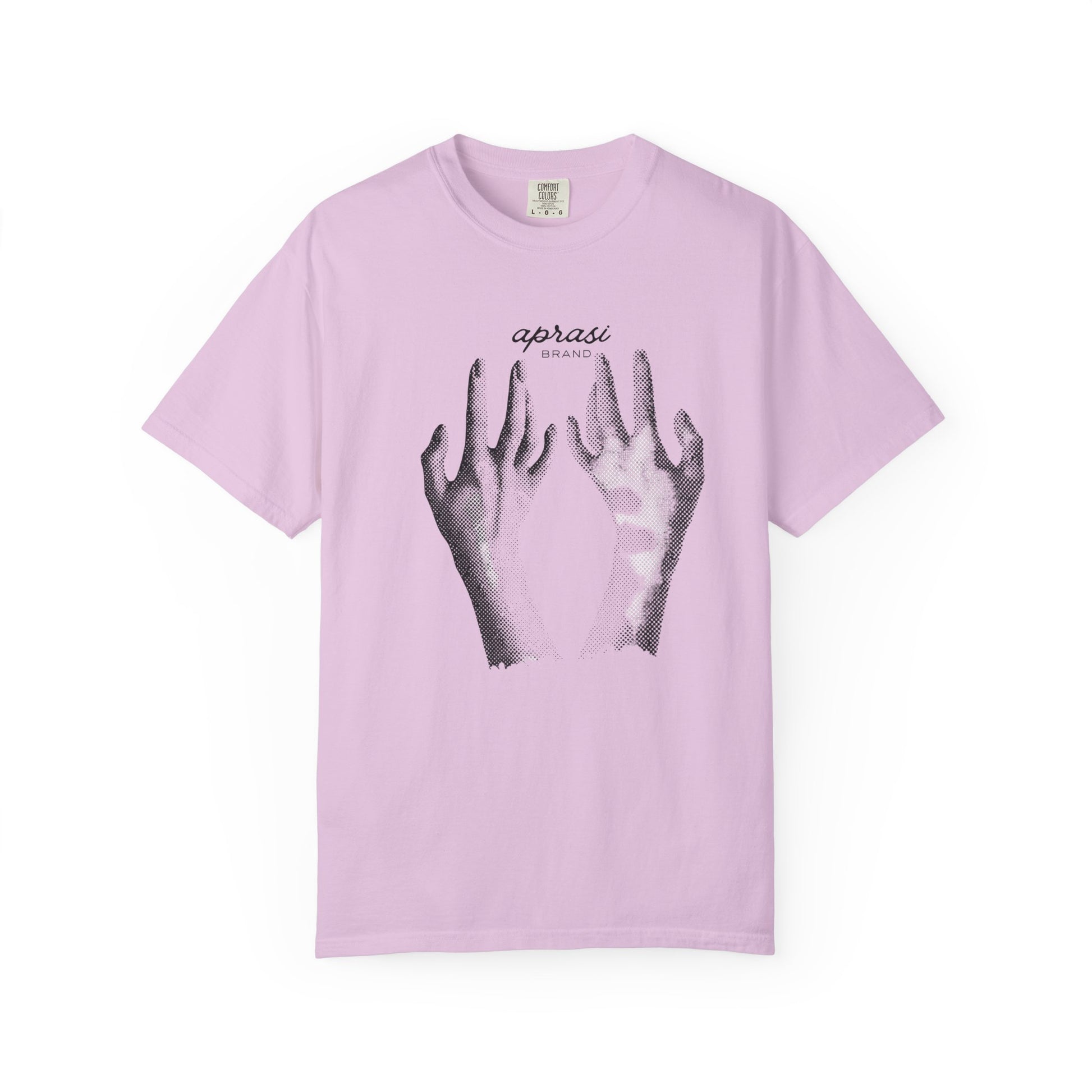 Artsy unisex tee styled with raw denim editorial gallery aesthetic
