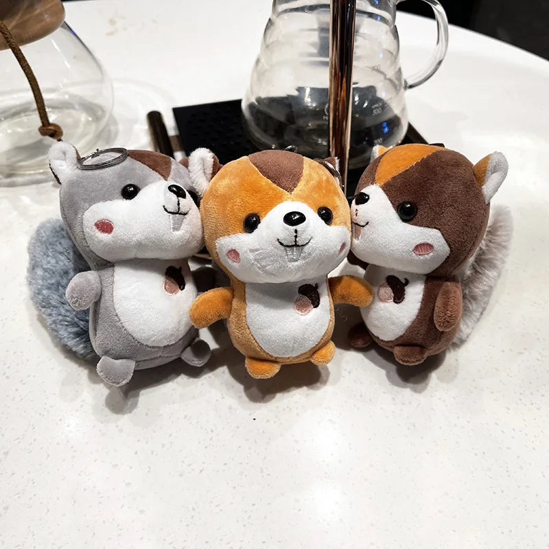 Ash grey cute squirrel plushie bag charm 11cm chibi style
