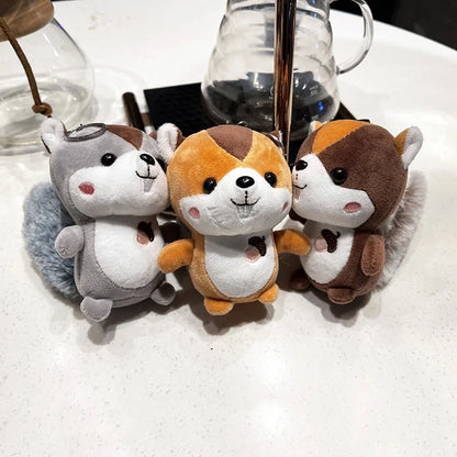 Ash grey cute squirrel plushie bag charm 11cm chibi style
