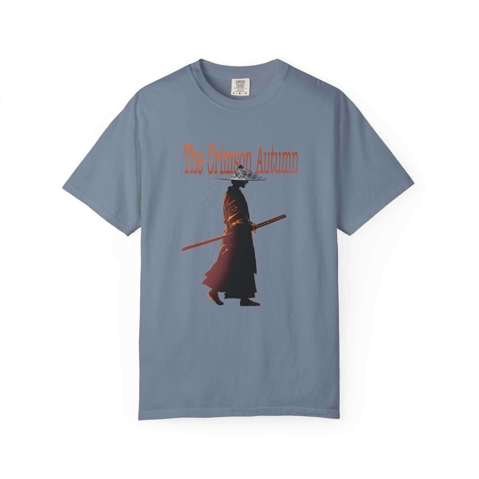 Autumn aesthetic shirt in orange, crimson, and sepia warrior design
