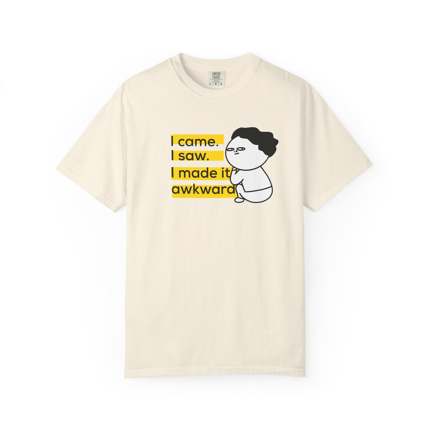 Awkward humor t-shirt with Caesar parody print I came I saw I made it awkward