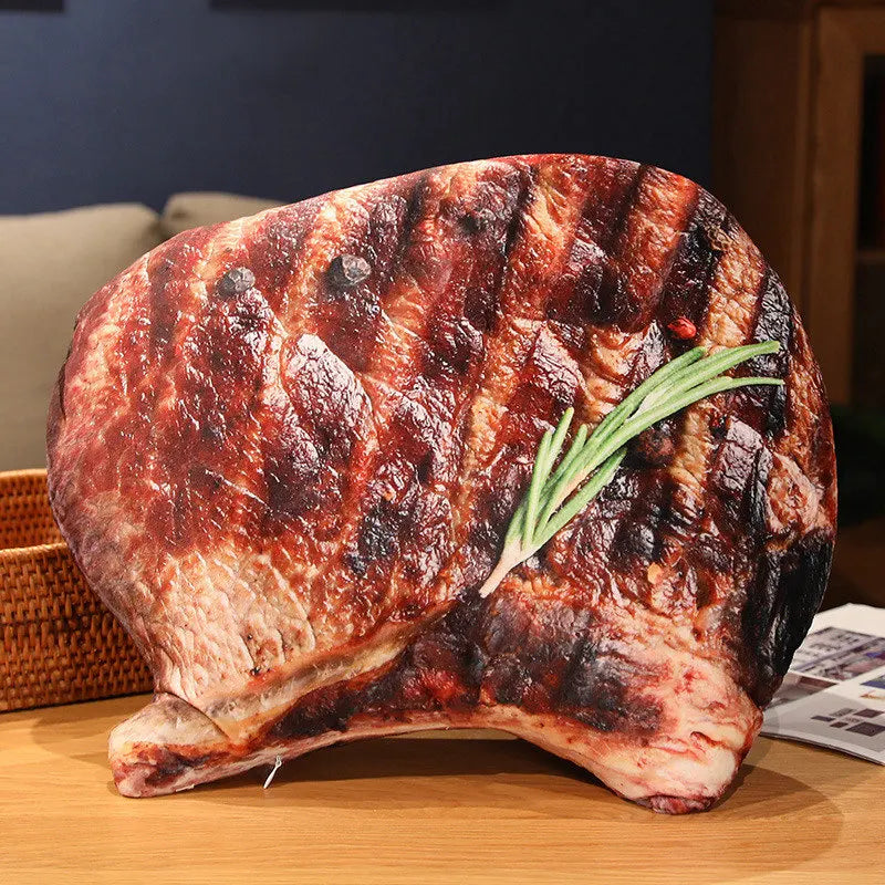 BBQ meat plush pillow PP cotton fill soft realistic food cushion
