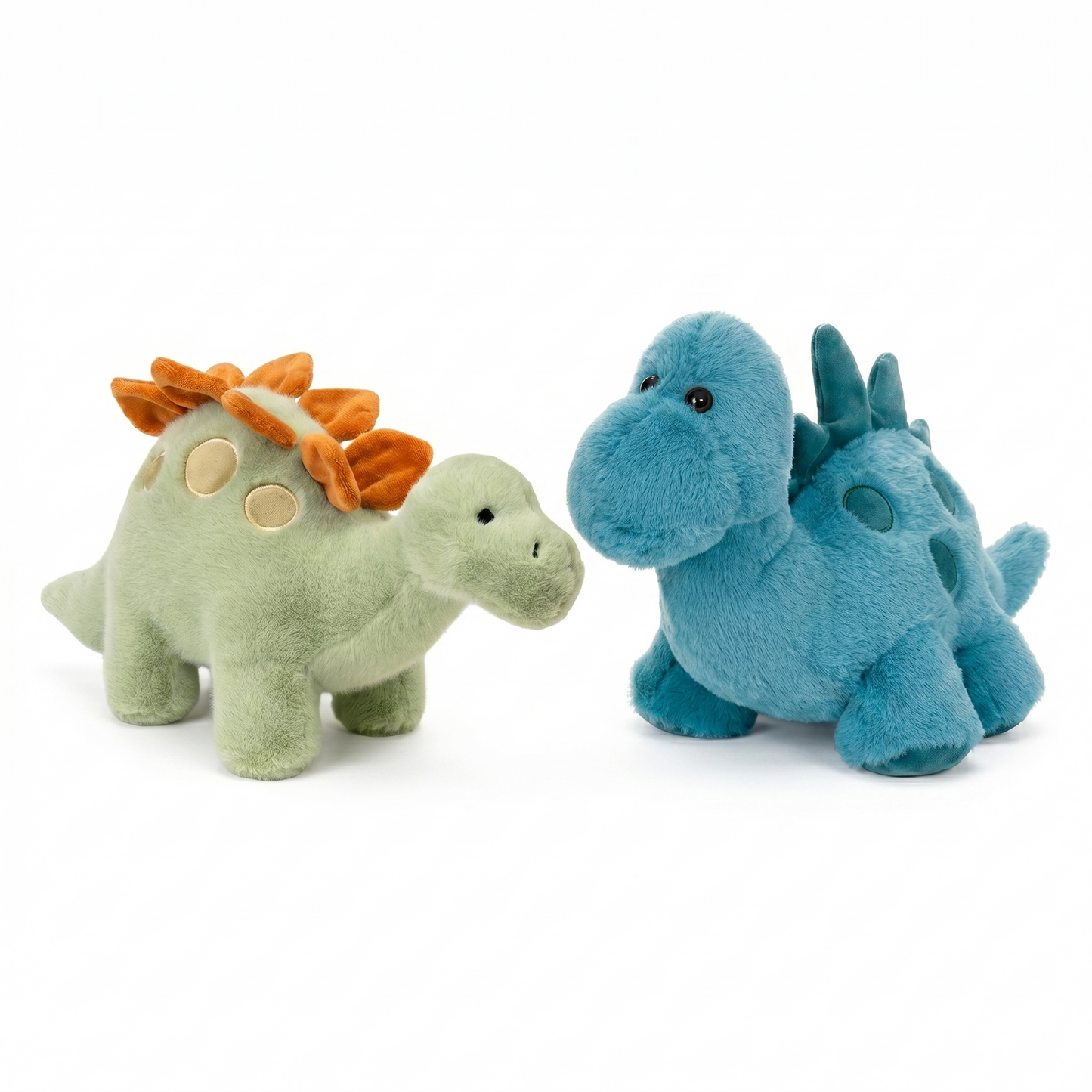 Baby blue Stegosaurus plush toy with iconic back plates and tail spikes 39cm