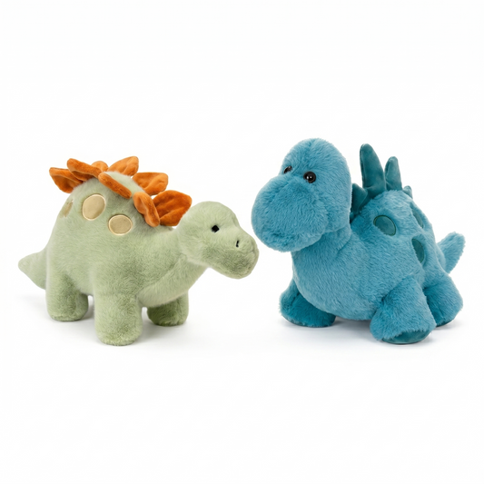 Baby blue Stegosaurus plush toy with iconic back plates and tail spikes 39cm