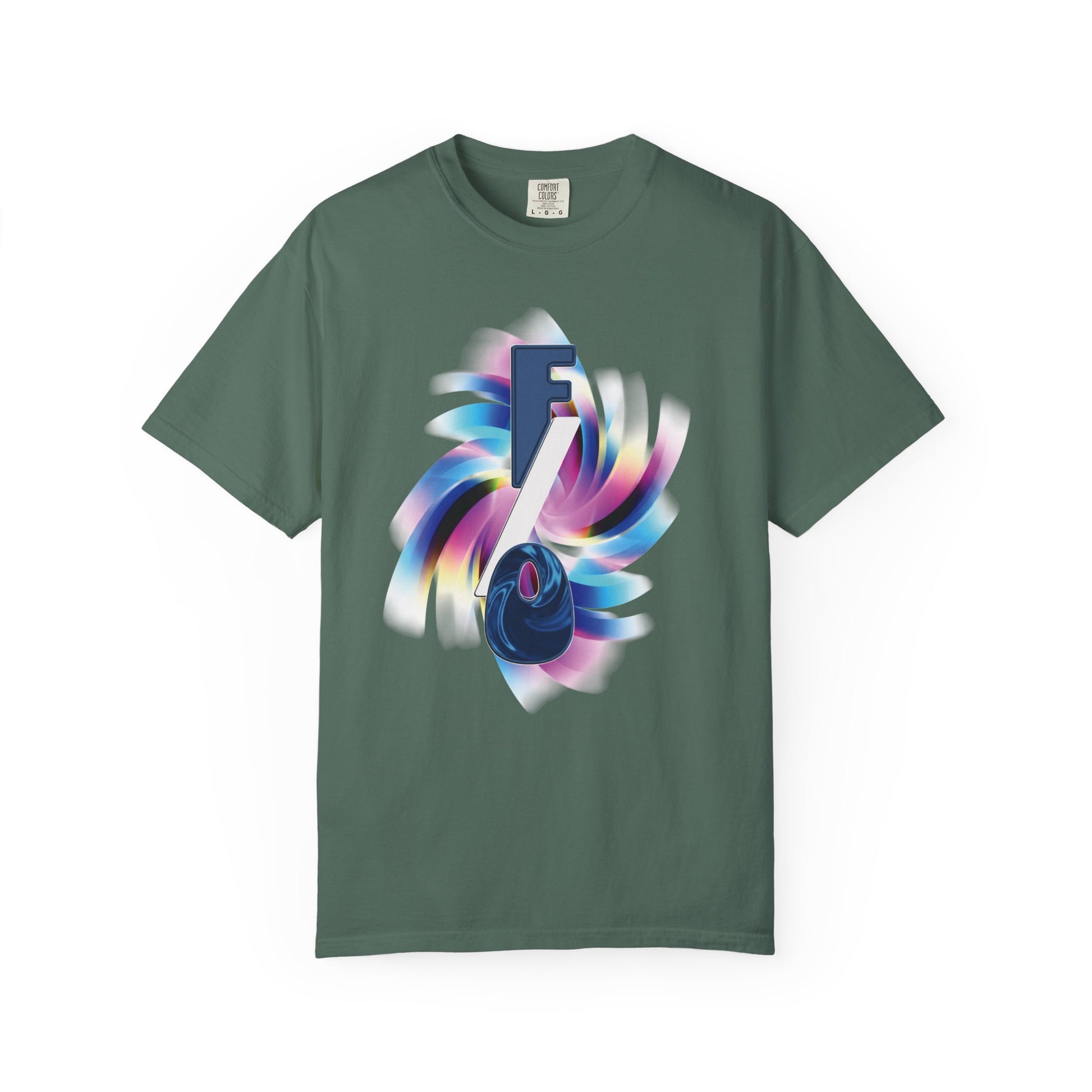 Back view of FO Vortex Tee, garment-dyed black heavyweight cotton, relaxed oversized fit
