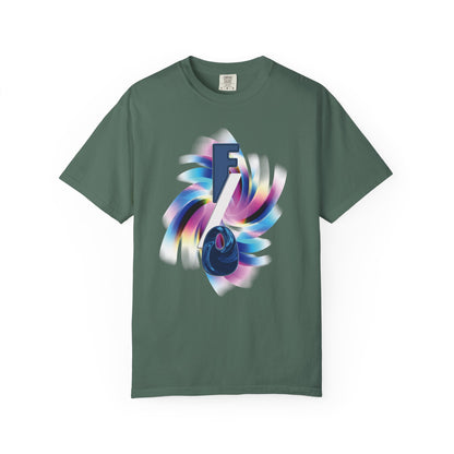 Back view of FO Vortex Tee, garment-dyed black heavyweight cotton, relaxed oversized fit
