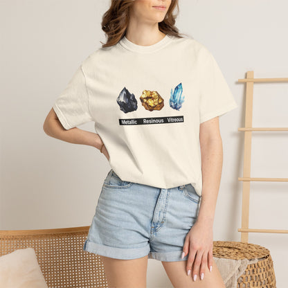 Back view of heavyweight cotton geology t-shirt with double needle stitching detail