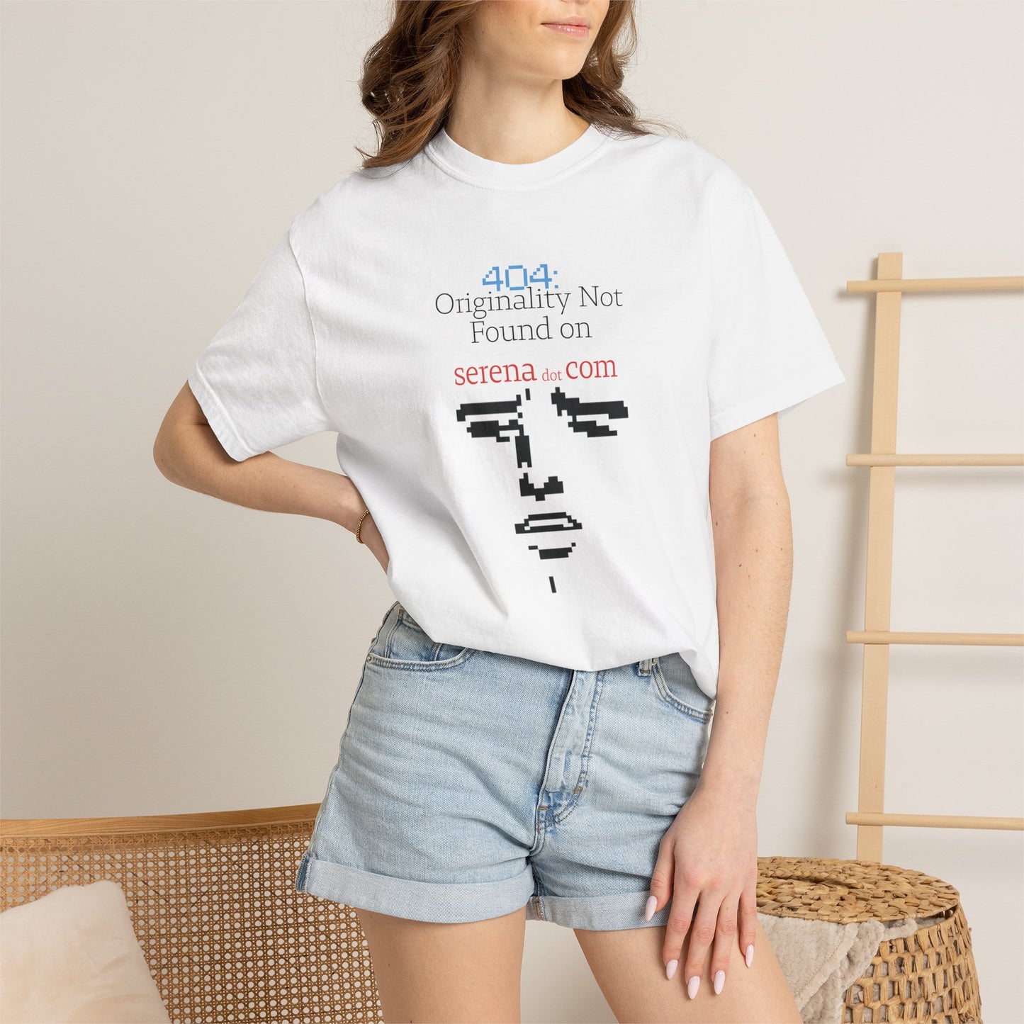 Back view of original design graphic tee showing clean silhouette and double needle stitched hem
