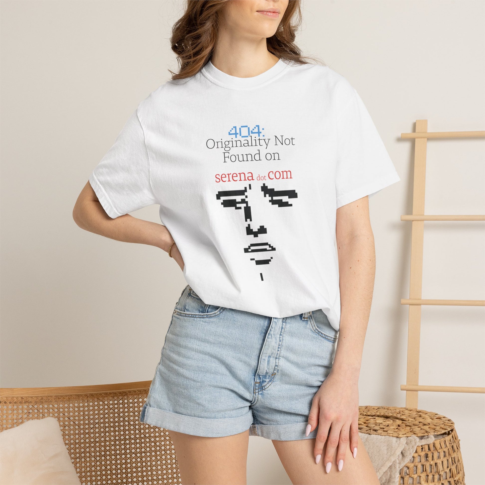 Back view of original design graphic tee showing clean silhouette and double needle stitched hem

