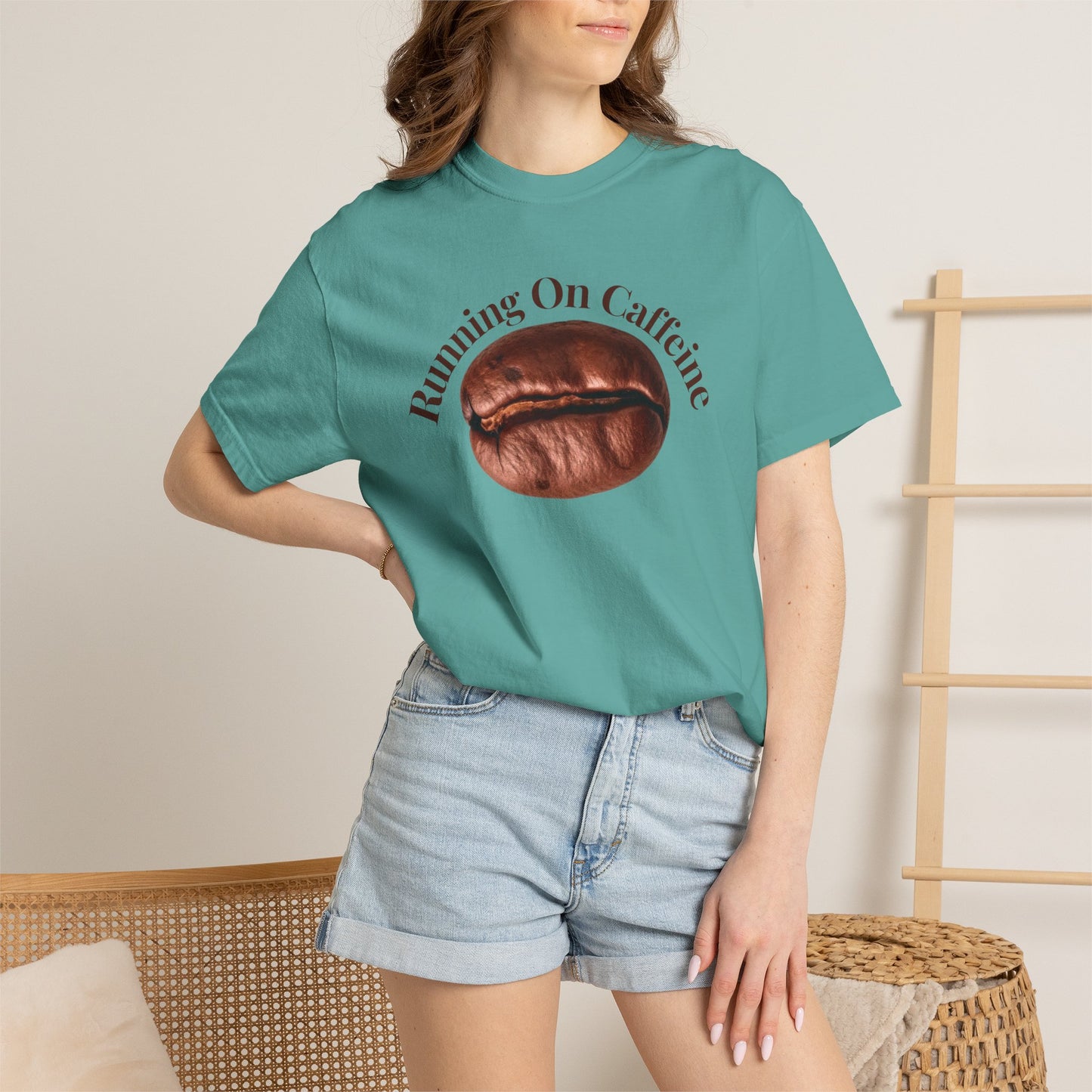 Back view of relaxed fit heavyweight cotton tee on neutral background