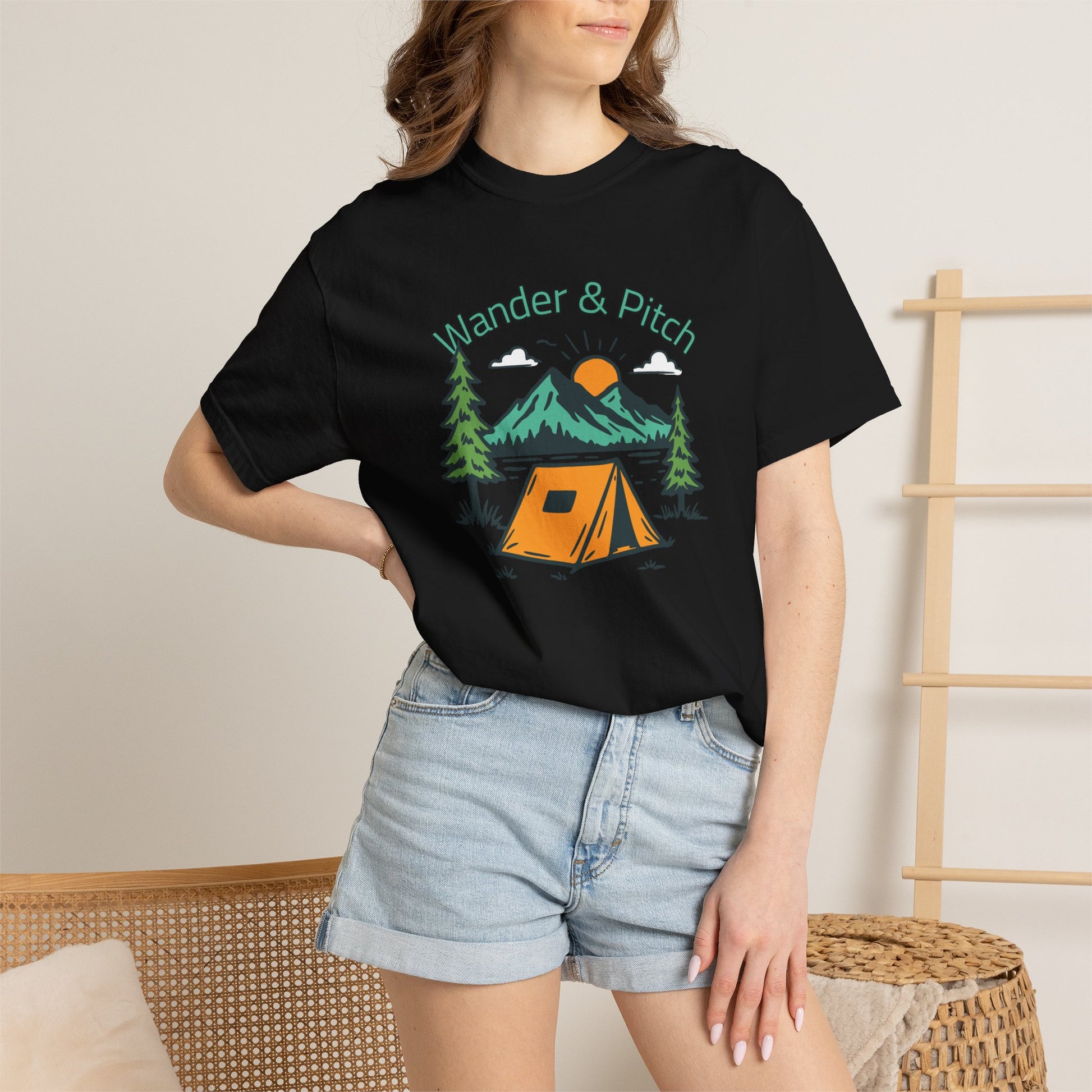 Back view of the vintage outdoor t-shirt showcasing the relaxed tubular knit fit
