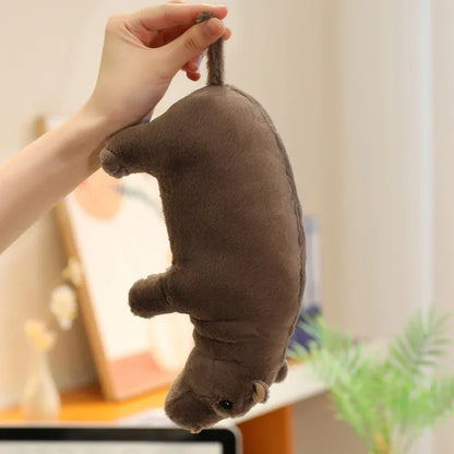 Backside view of the chubby pygmy hippo plush design