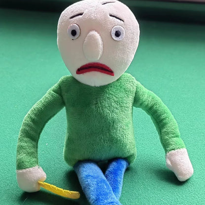 Baldi plushie angry expression close up detail handmade stitching
