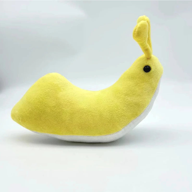 Banana slug stuffed animal front view close up soft plush