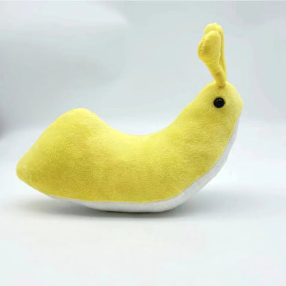 Banana slug stuffed animal front view close up soft plush