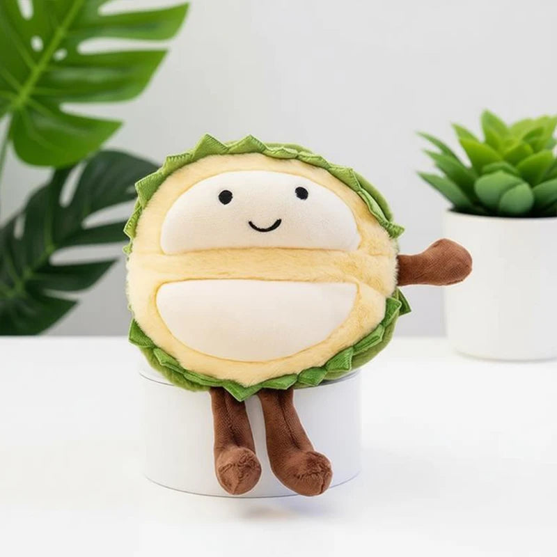 Banana soft fruit stuffed animal dangle leg plushie yellow kawaii desk decor