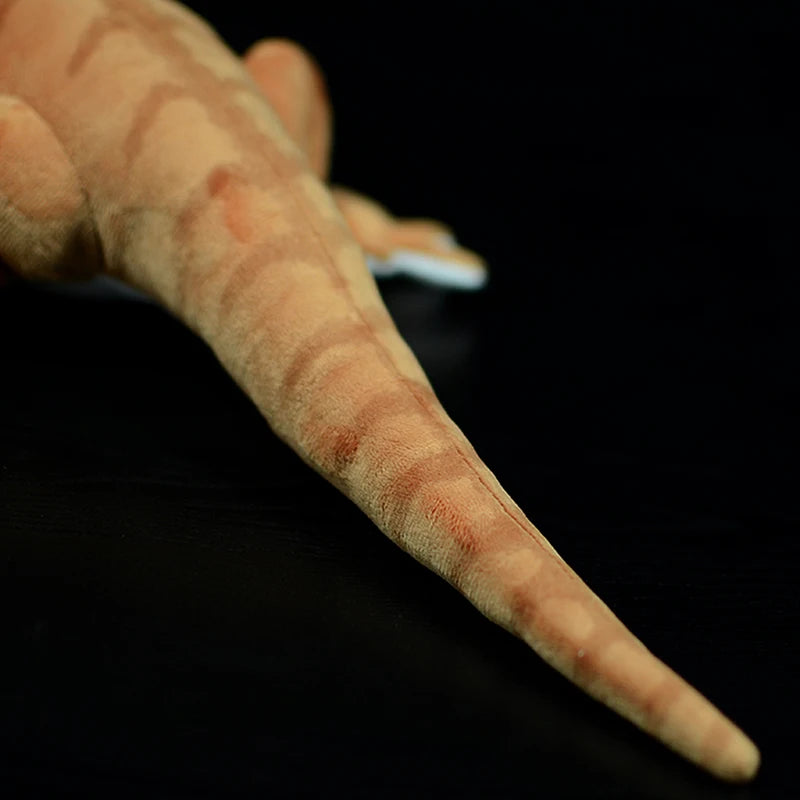 Bearded dragon plush toy close up showing spiny beard and head markings