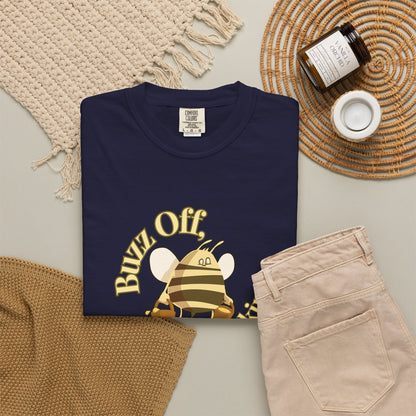 Beekeeper gift set styled with raw honey jar, hive tool and funny bee tee on burlap