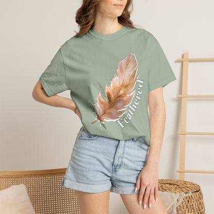 Bird watching t shirt modeled in casual weekend outfit with denim