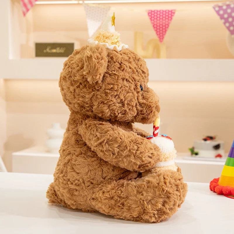 Birthday teddy bear plush 55cm displayed on kawaii room decor shelf aesthetic setup